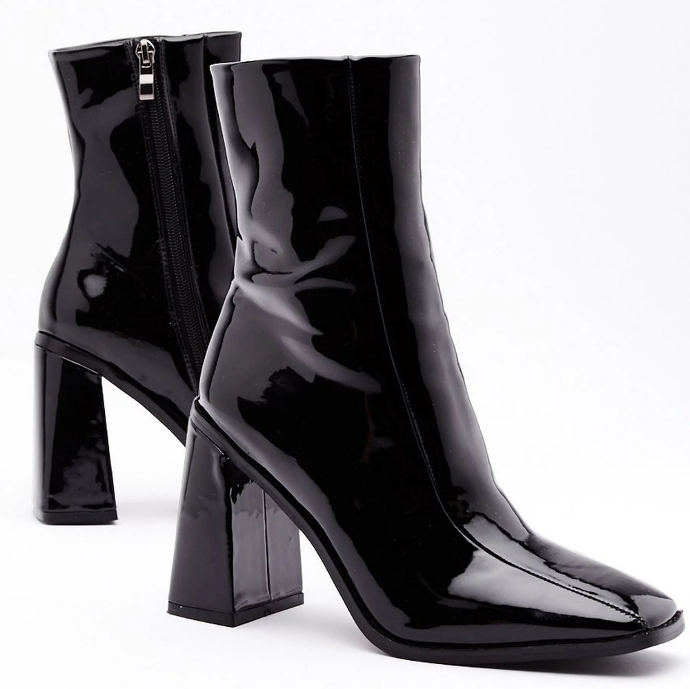 Patent Square Toe Boots